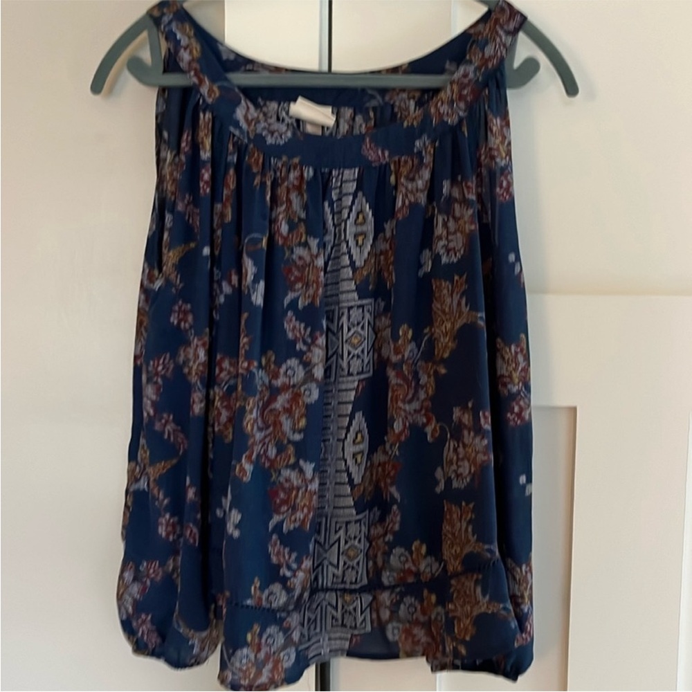 Knox Rose Floral Tapestry Blue Women's Top Boho XS Small Cottagecore